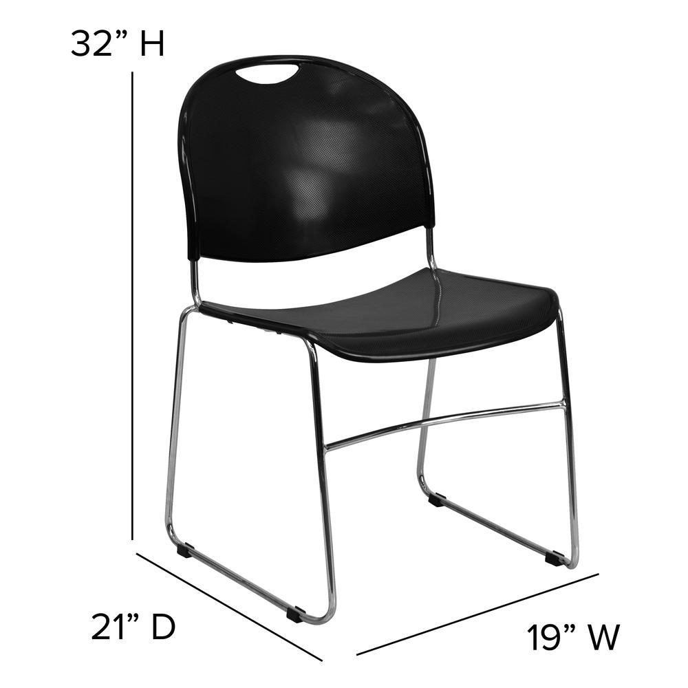 880 lb. Capacity Black Ultra-Compact Stack Chair with Chrome Frame. Picture 2