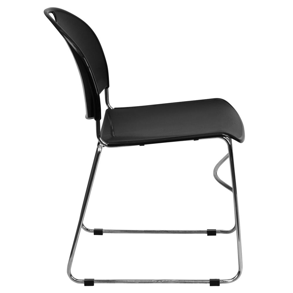 880 lb. Capacity Black Ultra-Compact Stack Chair with Chrome Frame. Picture 3