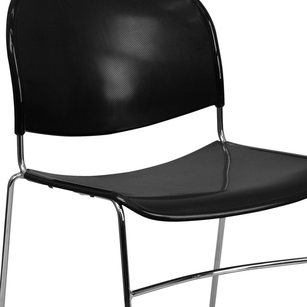 880 lb. Capacity Black Ultra-Compact Stack Chair with Chrome Frame. Picture 7