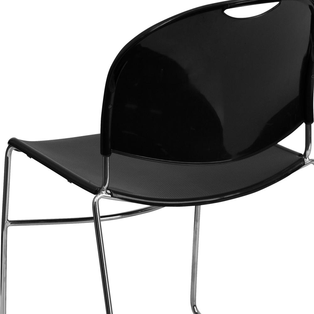 880 lb. Capacity Black Ultra-Compact Stack Chair with Chrome Frame. Picture 8