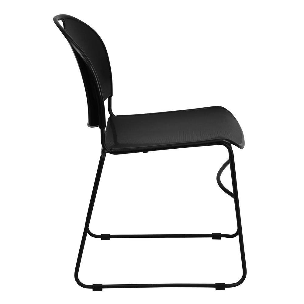 HERCULES Series 880 lb. Capacity Black Ultra-Compact Stack Chair with Black Powder Coated Frame. Picture 4