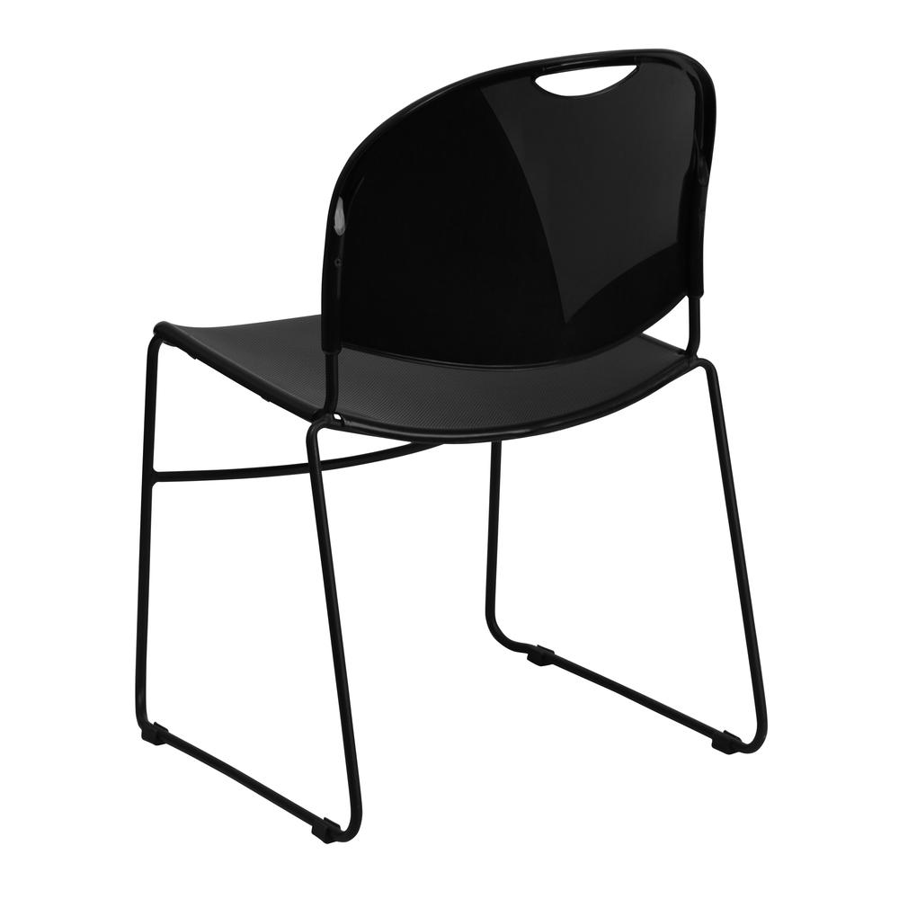 HERCULES Series 880 lb. Capacity Black Ultra-Compact Stack Chair with Black Powder Coated Frame. Picture 2