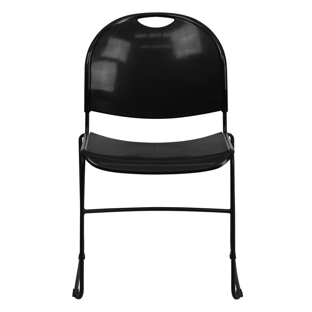 HERCULES Series 880 lb. Capacity Black Ultra-Compact Stack Chair with Black Powder Coated Frame. Picture 5