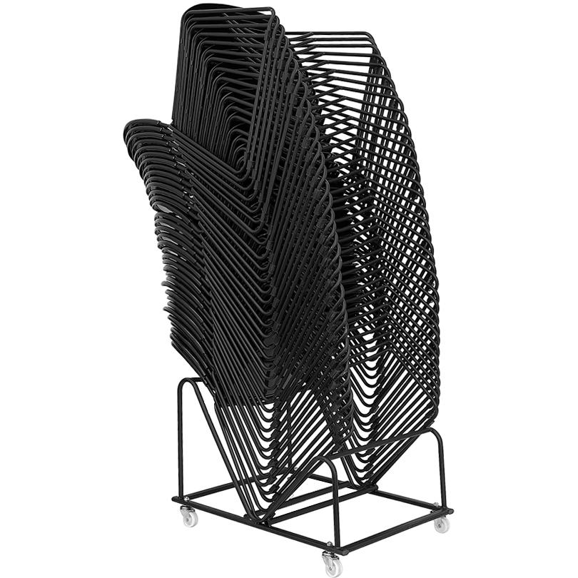 HERCULES Series 880 lb. Capacity Black Ultra-Compact Stack Chair with Black Powder Coated Frame. Picture 3