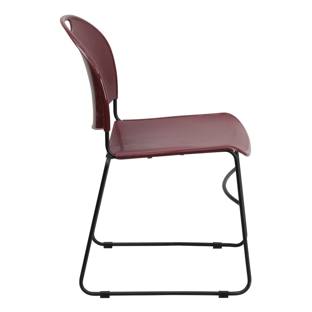 HERCULES Series 880 lb. Capacity Burgundy Ultra-Compact Stack Chair with Black Powder Coated Frame. Picture 3