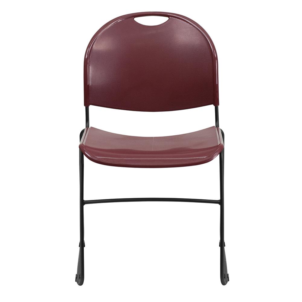 HERCULES Series 880 lb. Capacity Burgundy Ultra-Compact Stack Chair with Black Powder Coated Frame. Picture 4