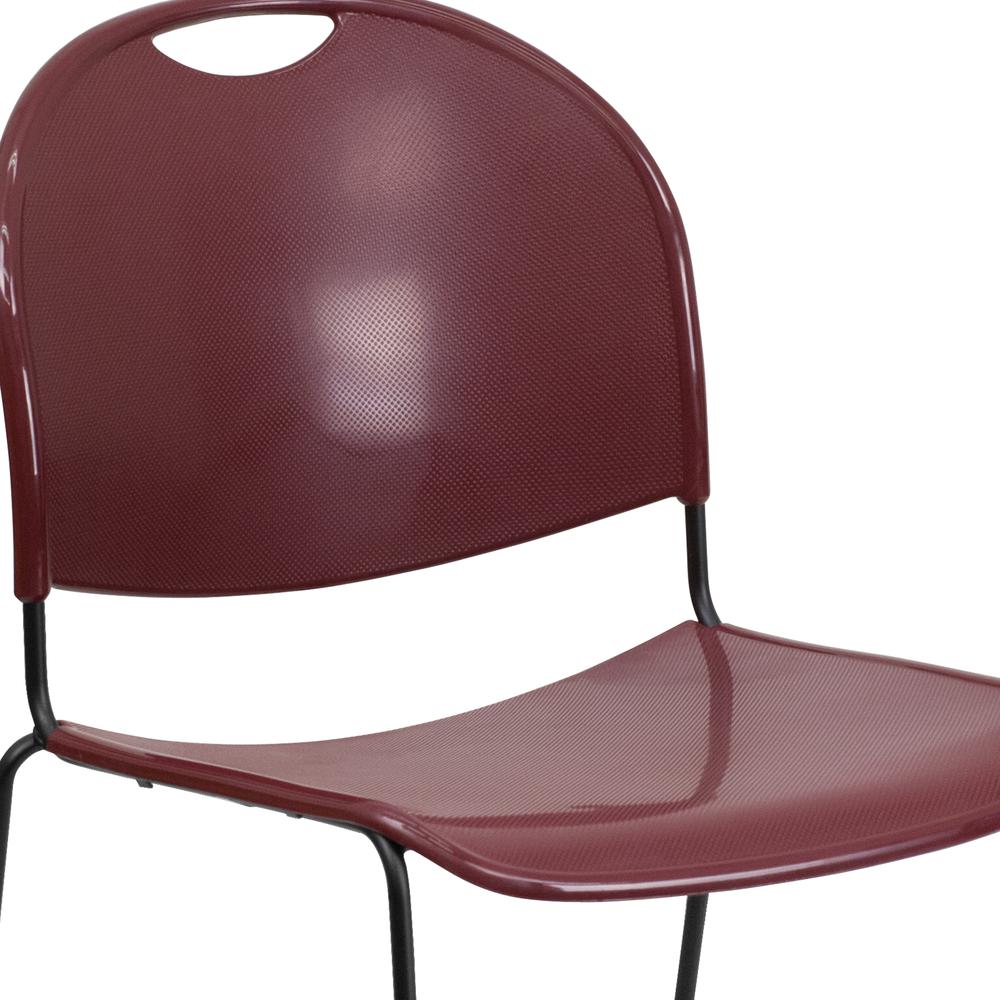 880 lb. Capacity Burgundy Ultra-Compact Stack Chair with Black Powder Coated Frame. Picture 6