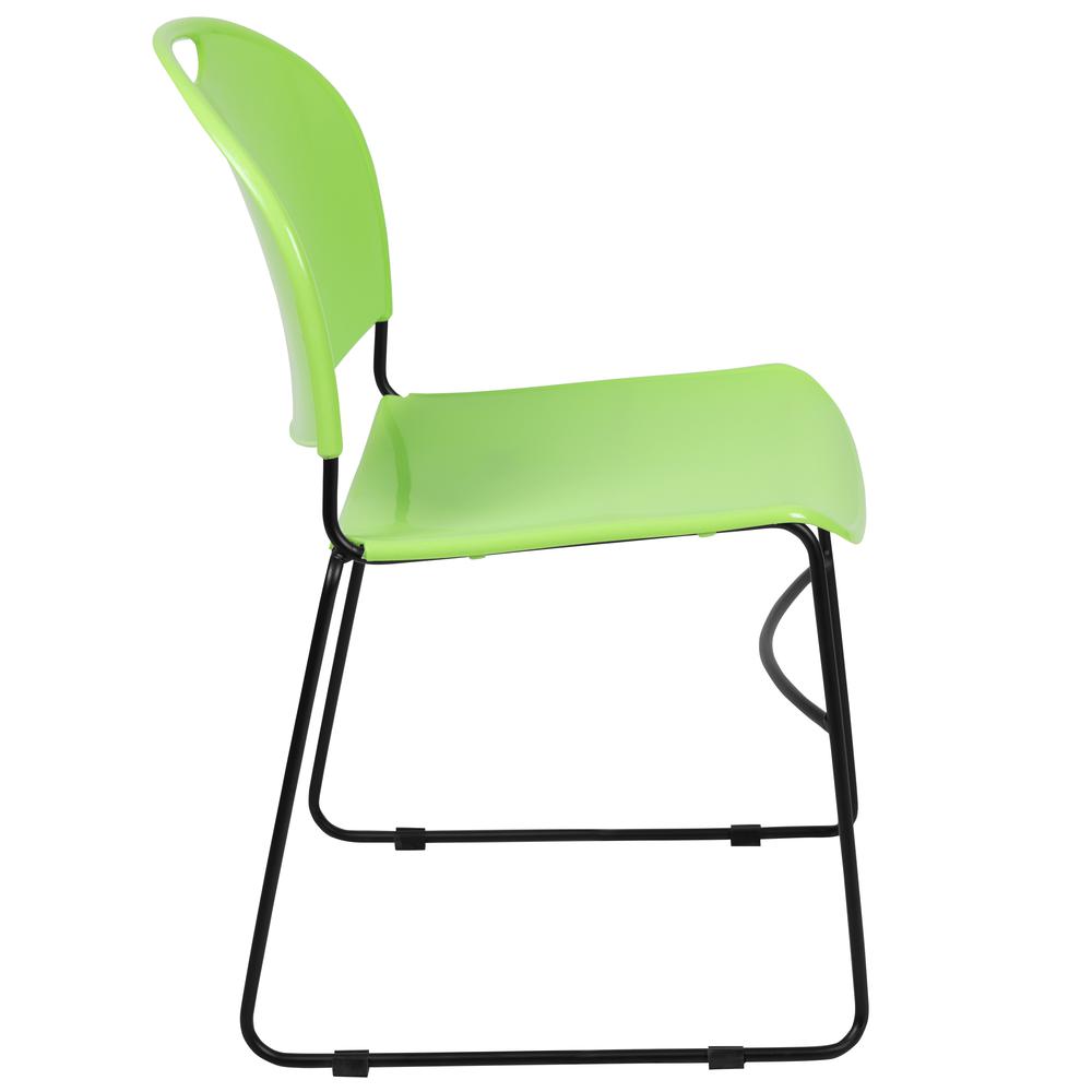 HERCULES Series 880 lb. Capacity Green Ultra-Compact Stack Chair with Black Powder Coated Frame. Picture 3
