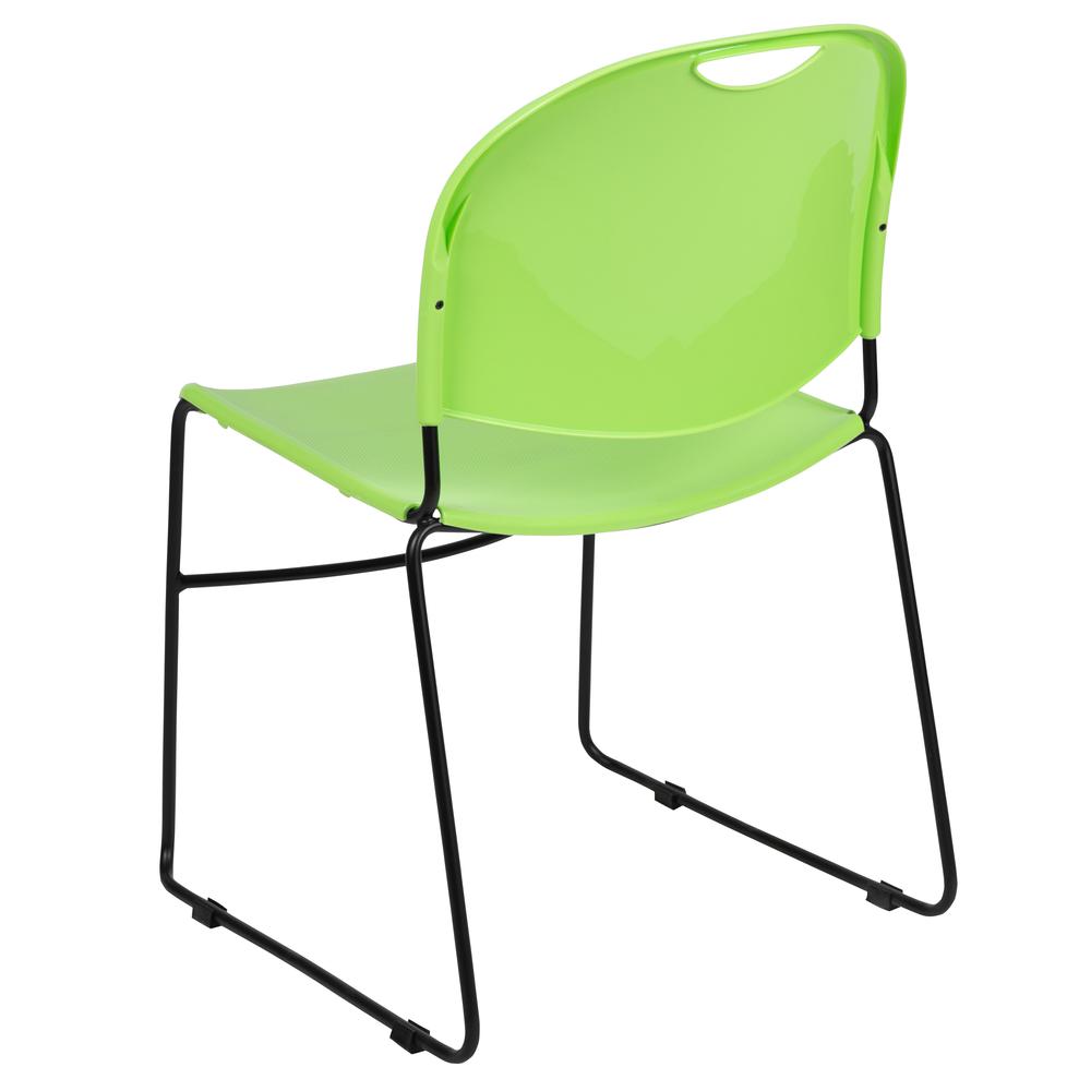 880 lb. Capacity Green Ultra-Compact Stack Chair with Black Powder Coated Frame. Picture 5