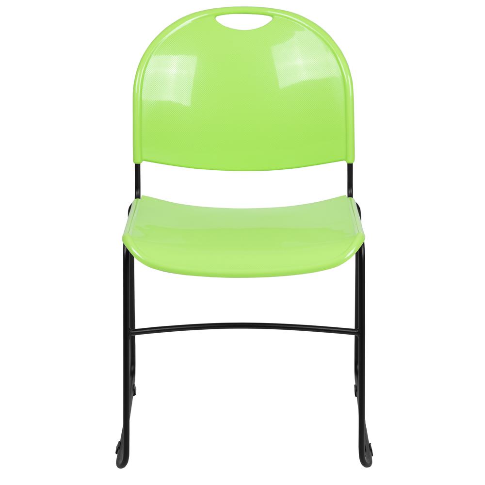 HERCULES Series 880 lb. Capacity Green Ultra-Compact Stack Chair with Black Powder Coated Frame. Picture 5