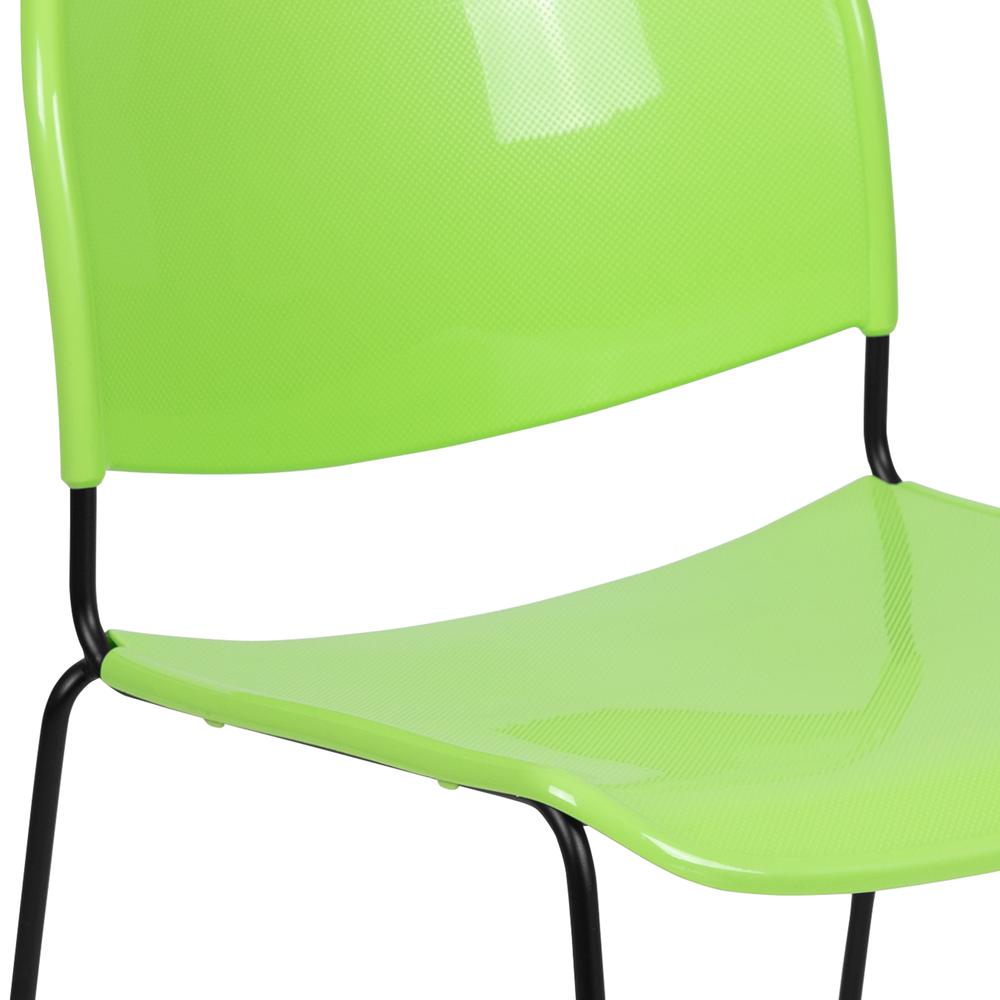 HERCULES Series 880 lb. Capacity Green Ultra-Compact Stack Chair with Black Powder Coated Frame. Picture 7