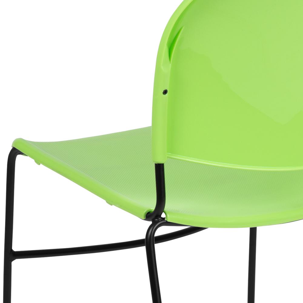 HERCULES Series 880 lb. Capacity Green Ultra-Compact Stack Chair with Black Powder Coated Frame. Picture 8