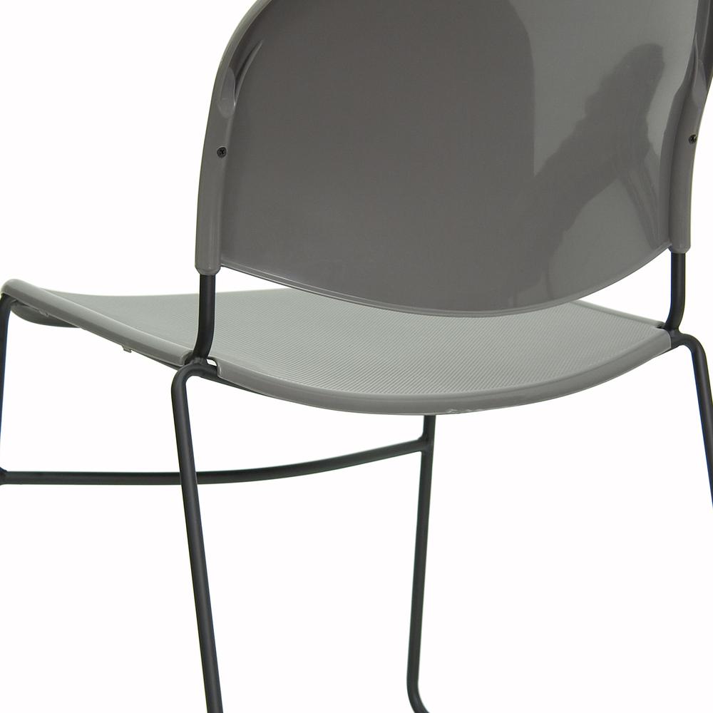 880 lb. Capacity Gray Ultra-Compact Stack Chair with Black Powder Coated Frame. Picture 7