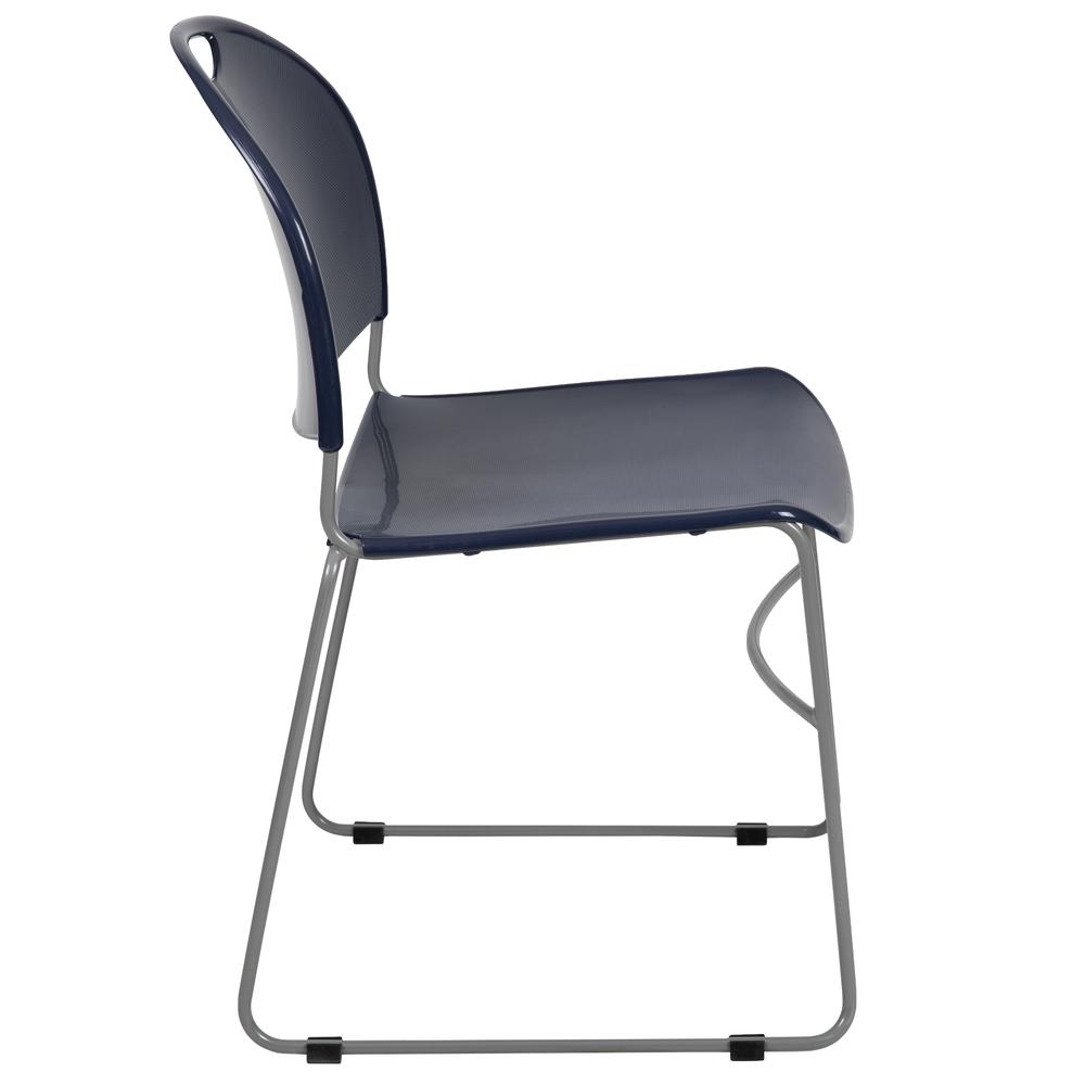 HERCULES Series 880 lb. Capacity Navy Ultra-Compact Stack Chair with Silver Powder Coated Frame. Picture 3