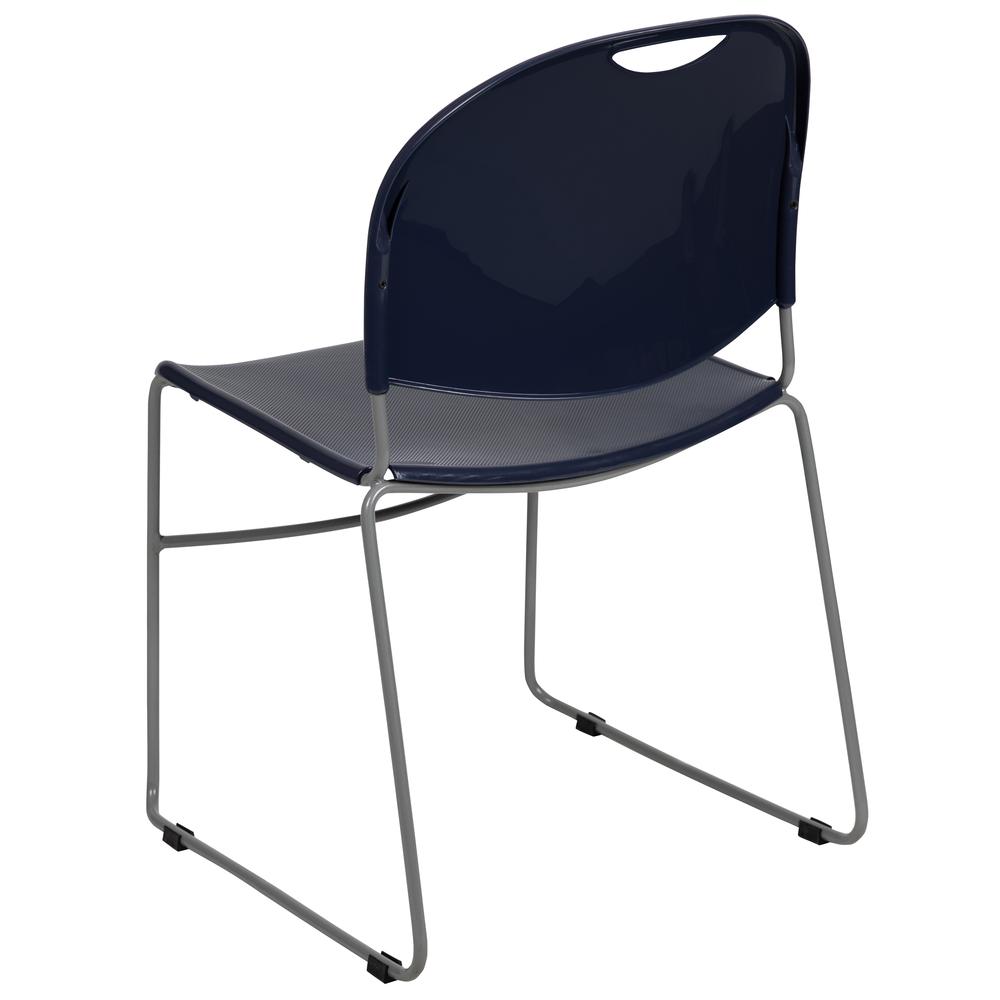 880 lb. Capacity Navy Ultra-Compact Stack Chair with Silver Powder Coated Frame. Picture 5