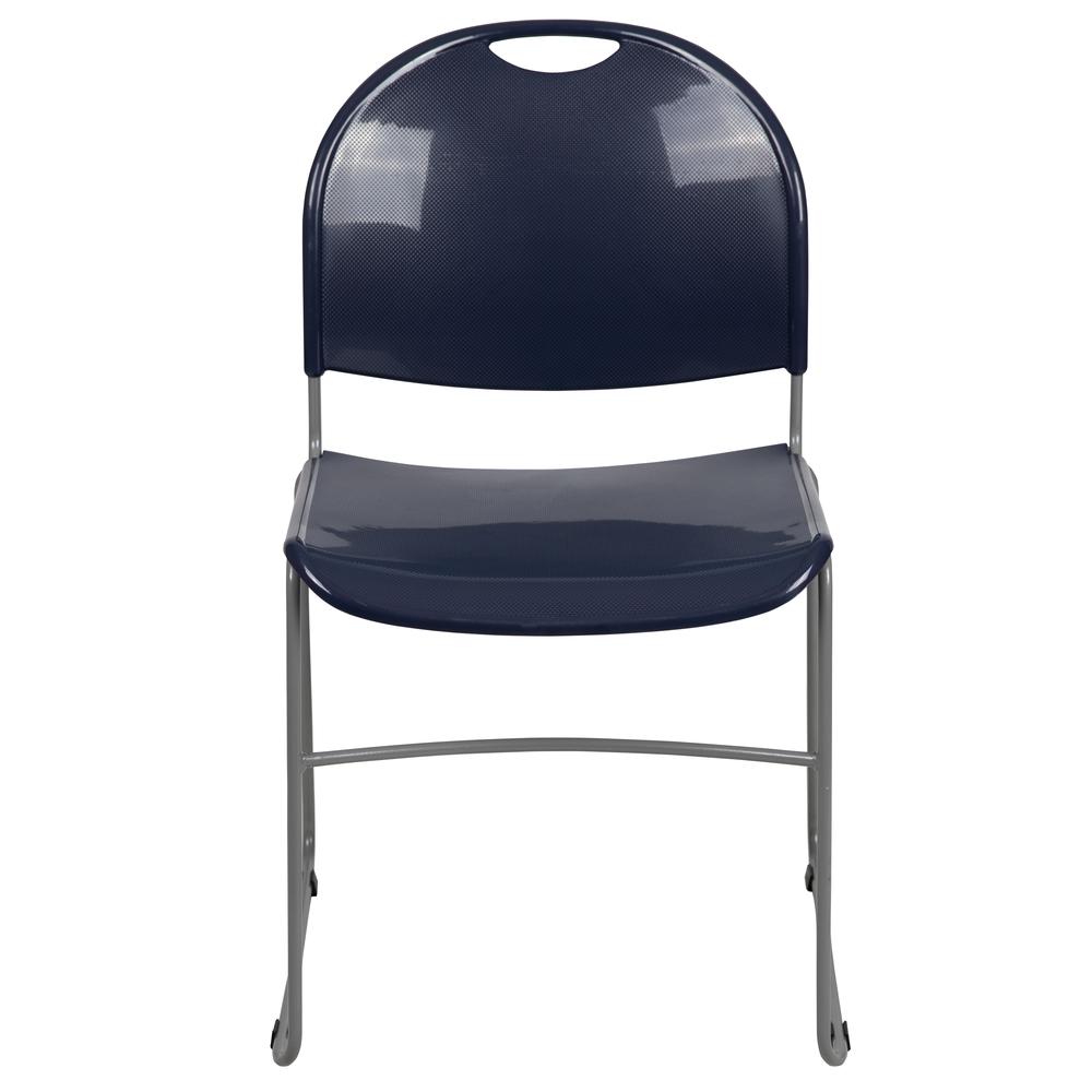 HERCULES Series 880 lb. Capacity Navy Ultra-Compact Stack Chair with Silver Powder Coated Frame. Picture 5