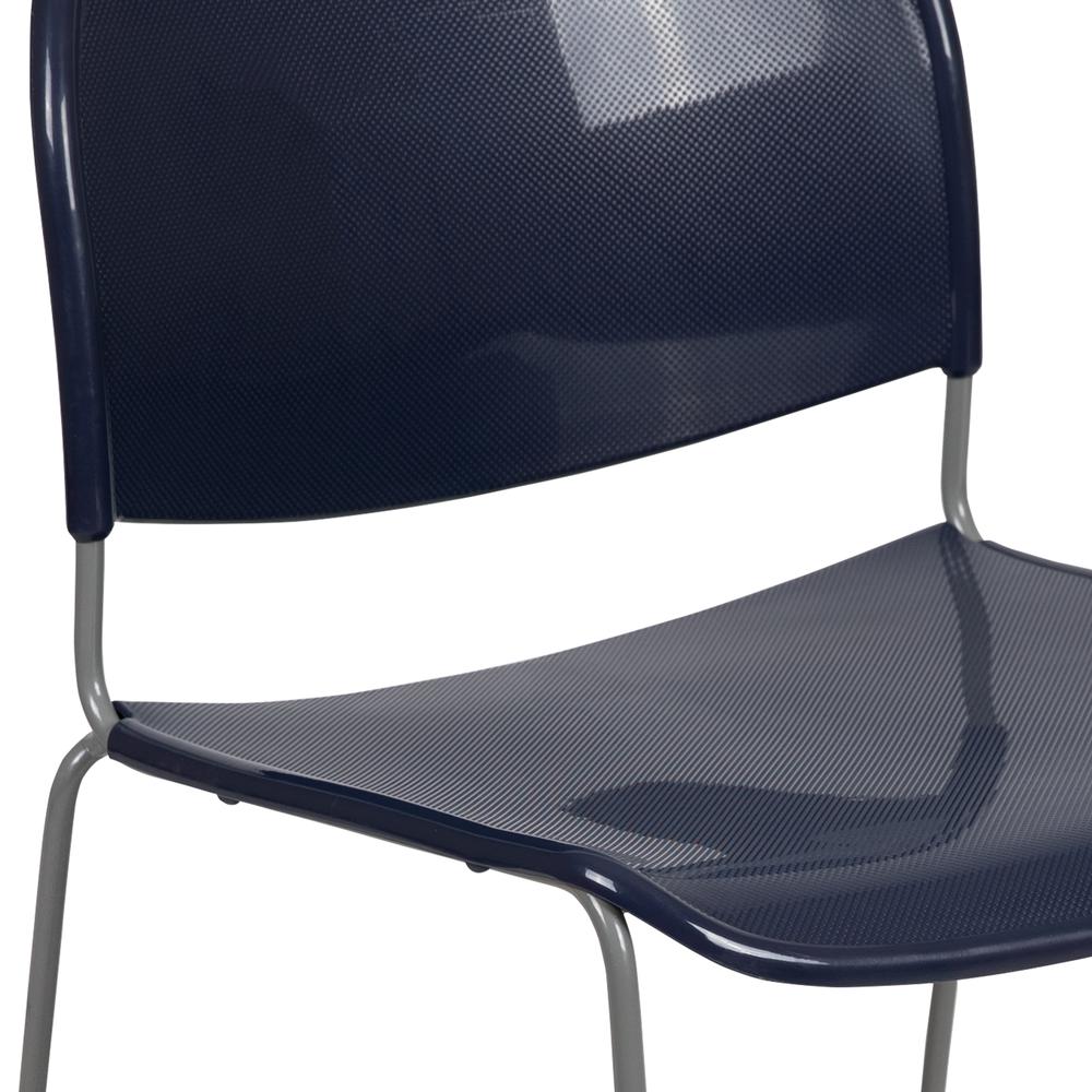 HERCULES Series 880 lb. Capacity Navy Ultra-Compact Stack Chair with Silver Powder Coated Frame. Picture 7
