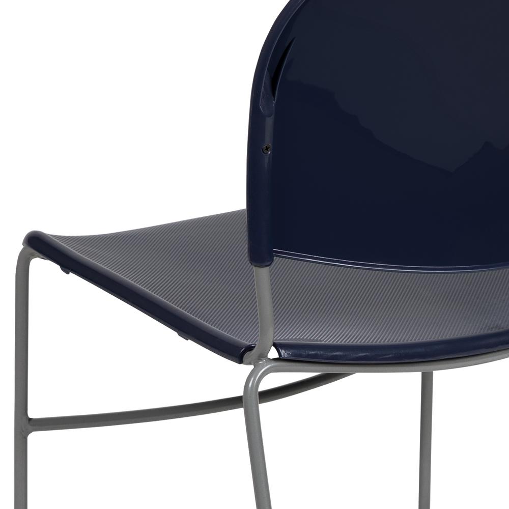 HERCULES Series 880 lb. Capacity Navy Ultra-Compact Stack Chair with Silver Powder Coated Frame. Picture 8