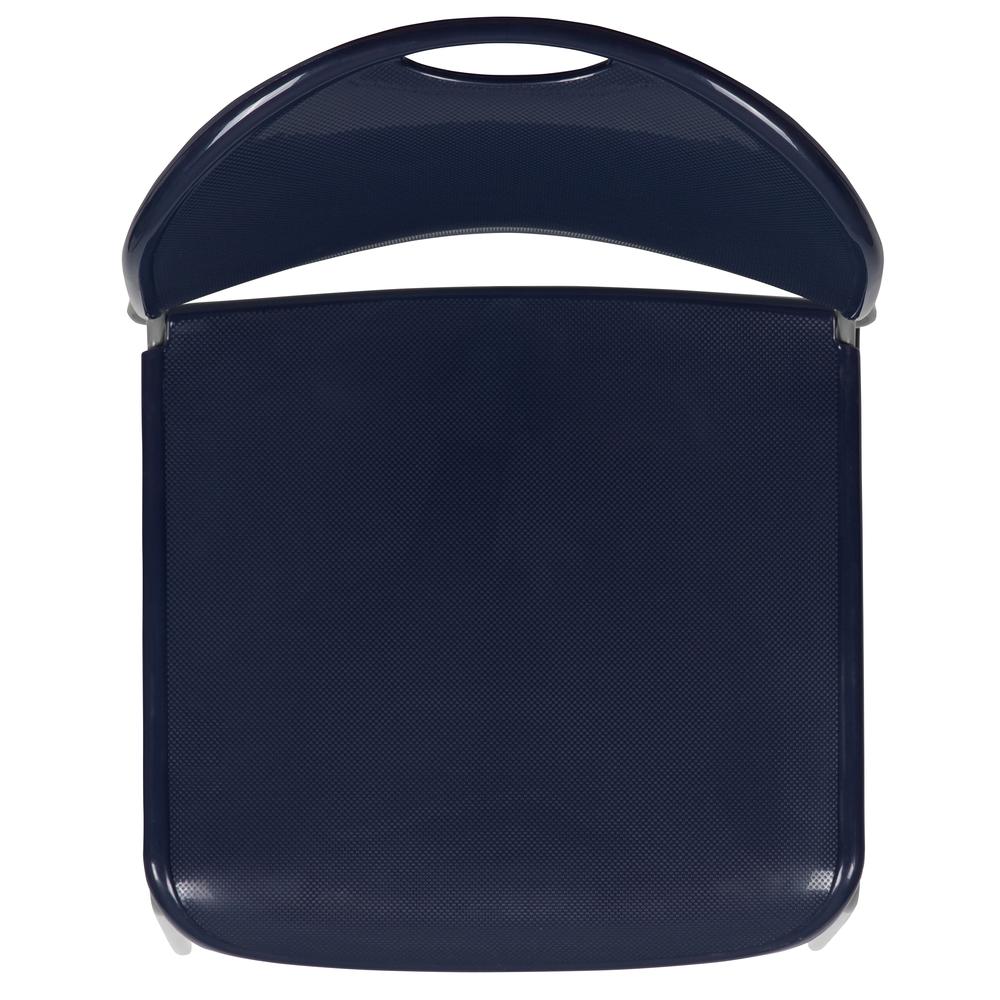 HERCULES Series 880 lb. Capacity Navy Ultra-Compact Stack Chair with Silver Powder Coated Frame. Picture 9