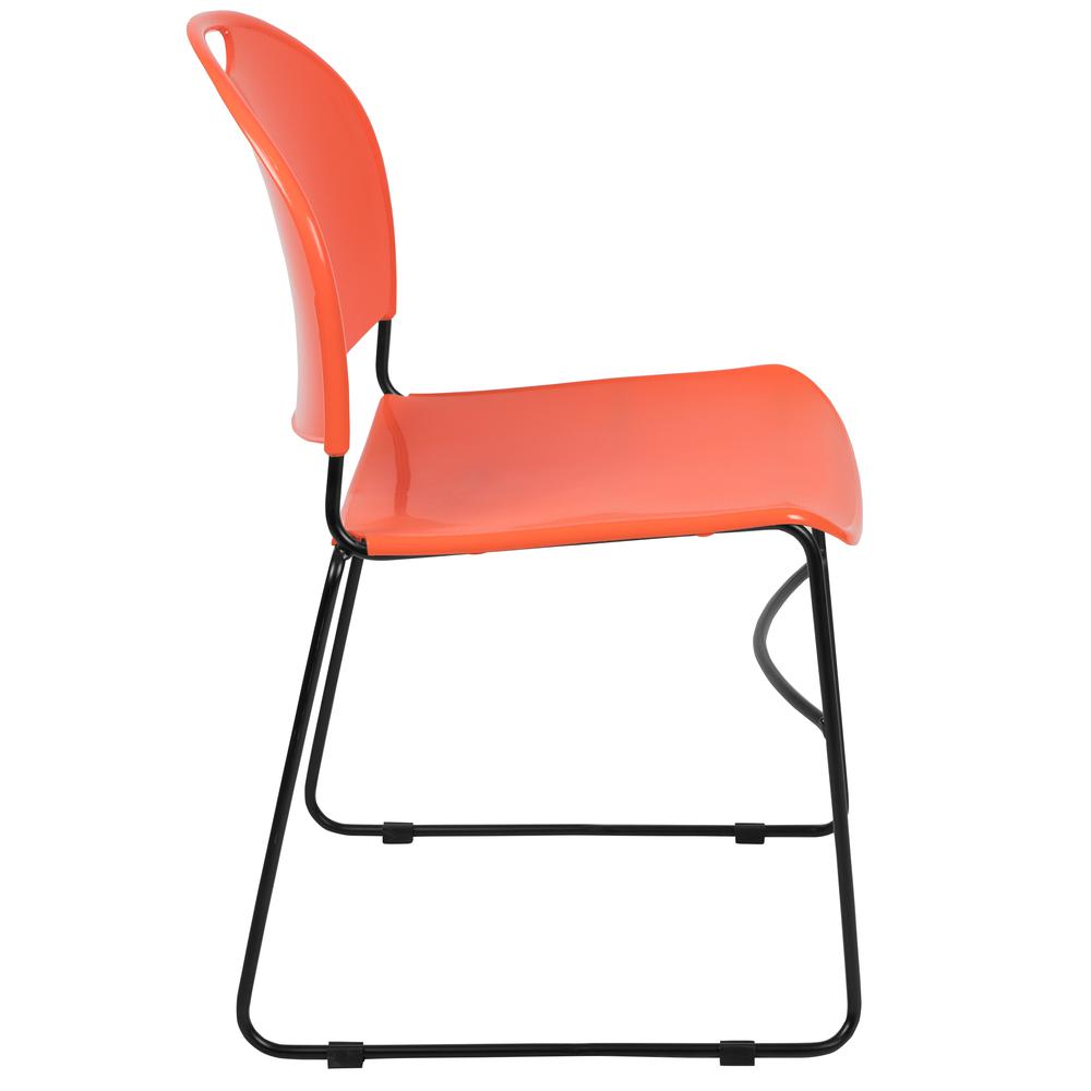 HERCULES Series 880 lb. Capacity Orange Ultra-Compact Stack Chair with Black Powder Coated Frame. Picture 3