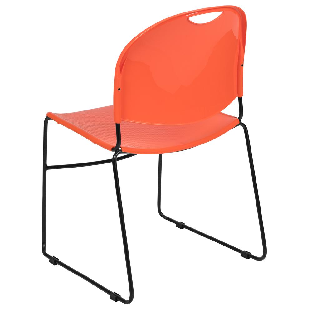 880 lb. Capacity Orange Ultra-Compact Stack Chair with Black Powder Coated Frame. Picture 5