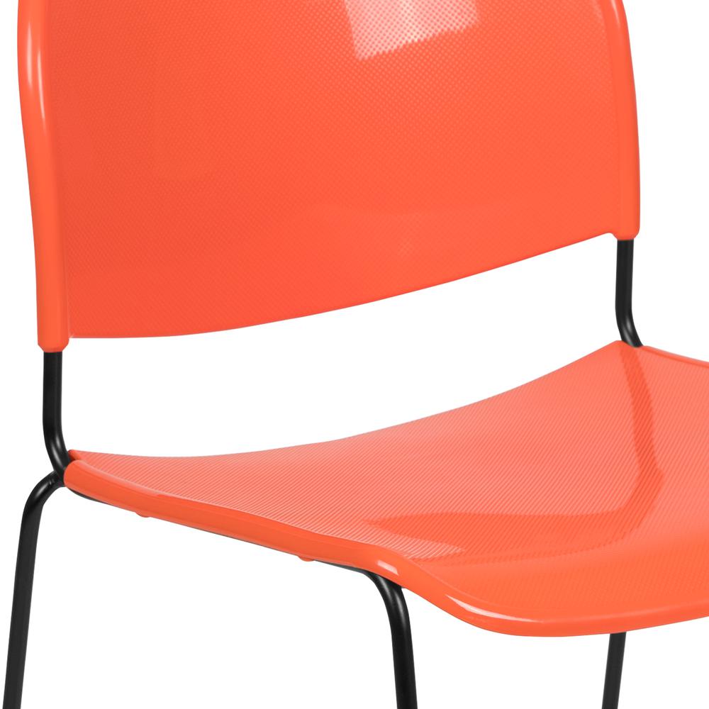 HERCULES Series 880 lb. Capacity Orange Ultra-Compact Stack Chair with Black Powder Coated Frame. Picture 7