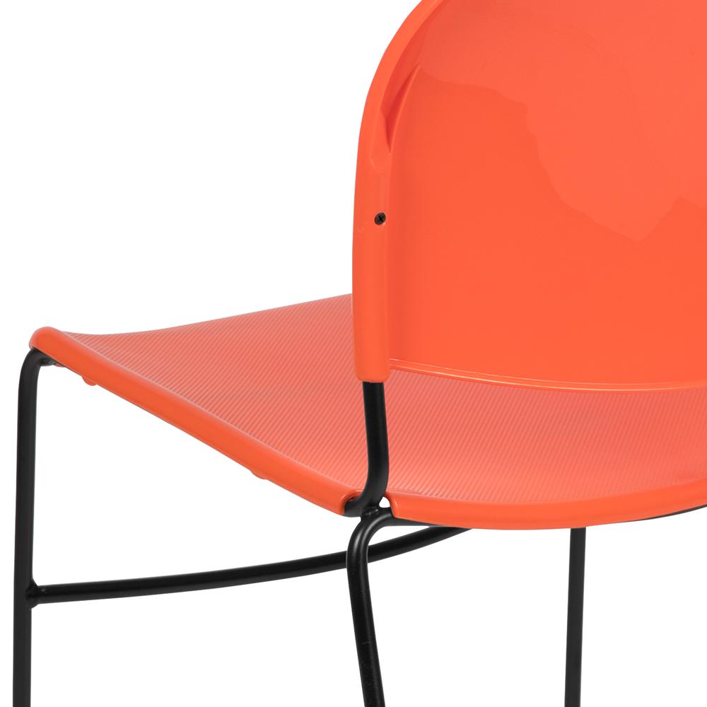 HERCULES Series 880 lb. Capacity Orange Ultra-Compact Stack Chair with Black Powder Coated Frame. Picture 8