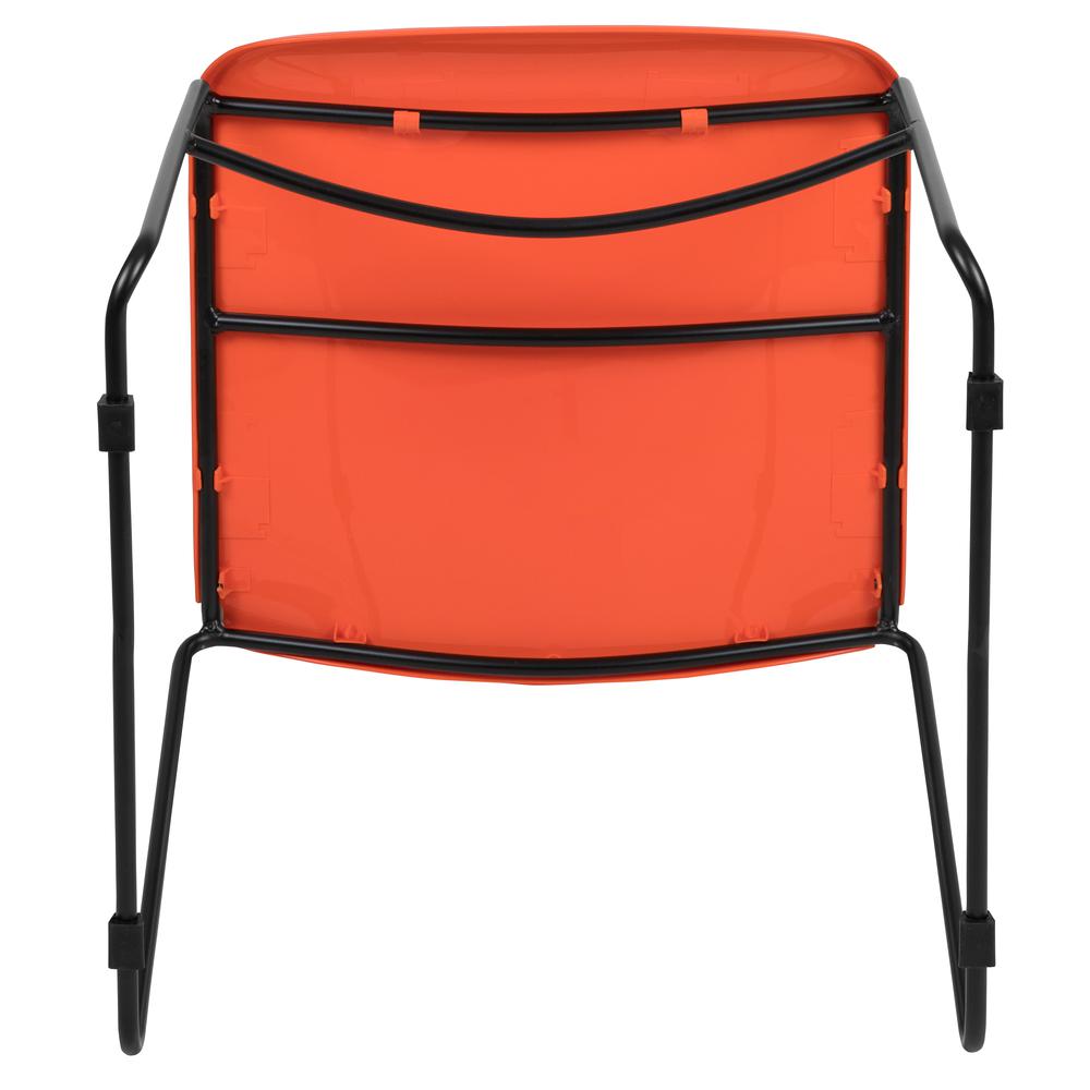 HERCULES Series 880 lb. Capacity Orange Ultra-Compact Stack Chair with Black Powder Coated Frame. Picture 10