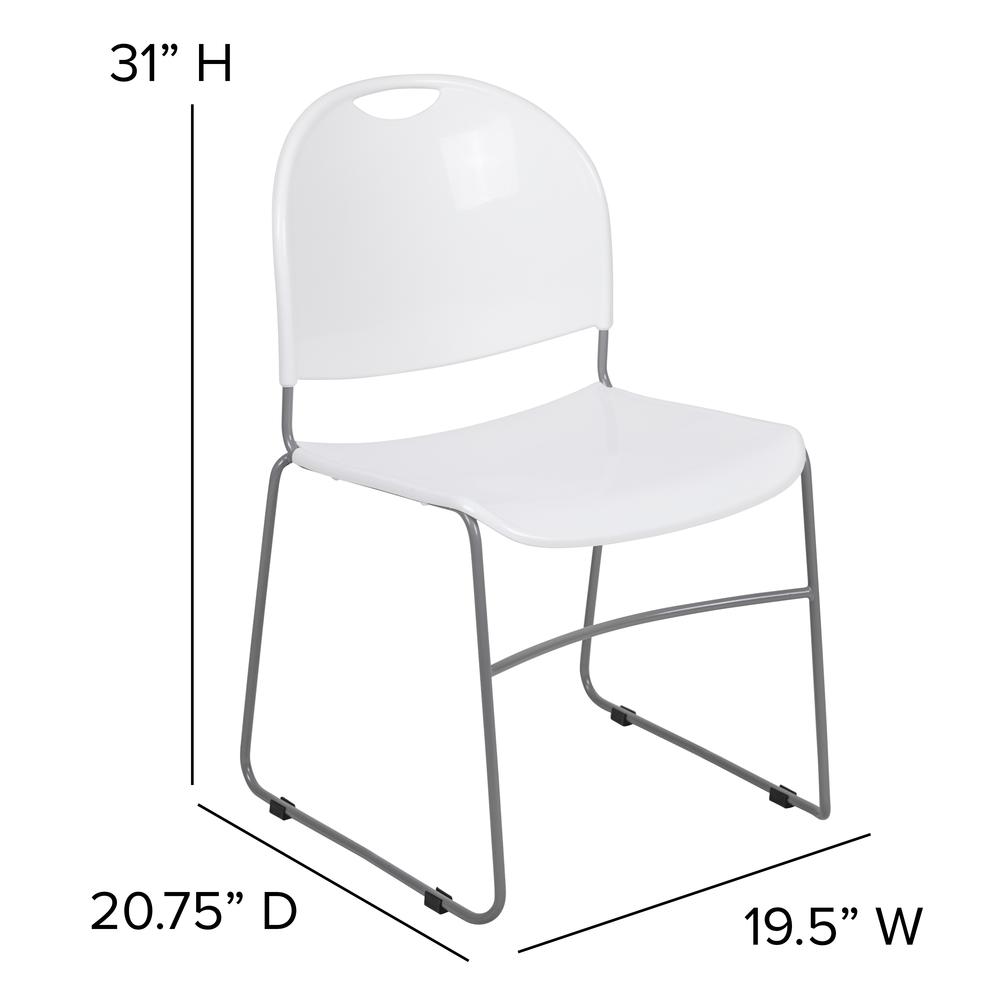 HERCULES Series 880 lb. Capacity White Ultra-Compact Stack Chair with Silver Powder Coated Frame. Picture 2