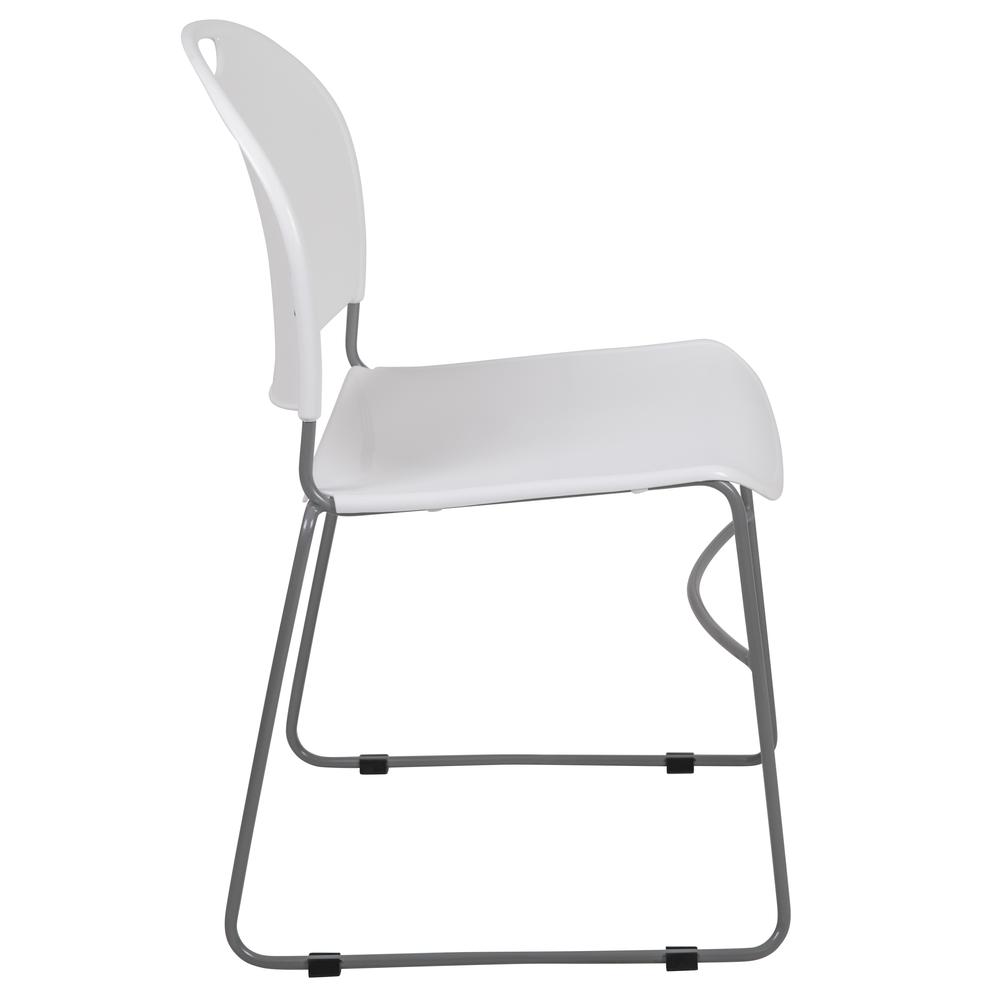 HERCULES Series 880 lb. Capacity White Ultra-Compact Stack Chair with Silver Powder Coated Frame. Picture 3