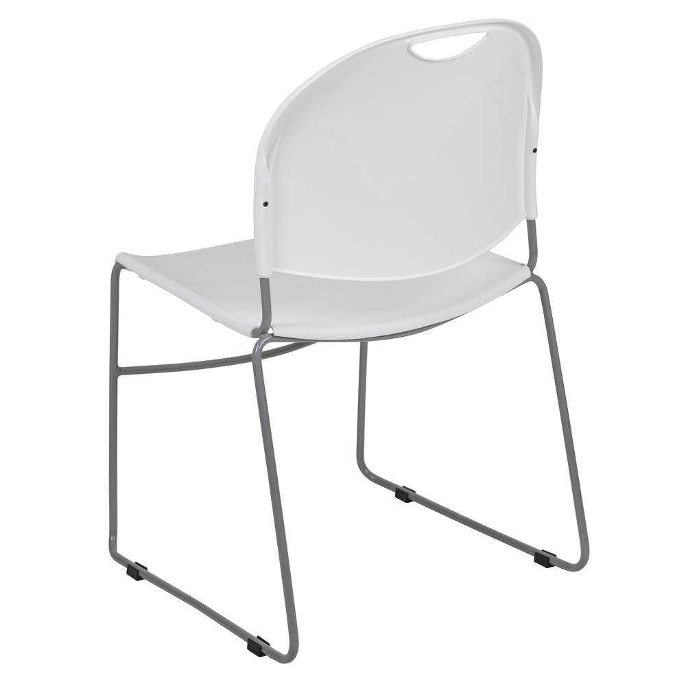 HERCULES Series 880 lb. Capacity White Ultra-Compact Stack Chair with Silver Powder Coated Frame. Picture 4