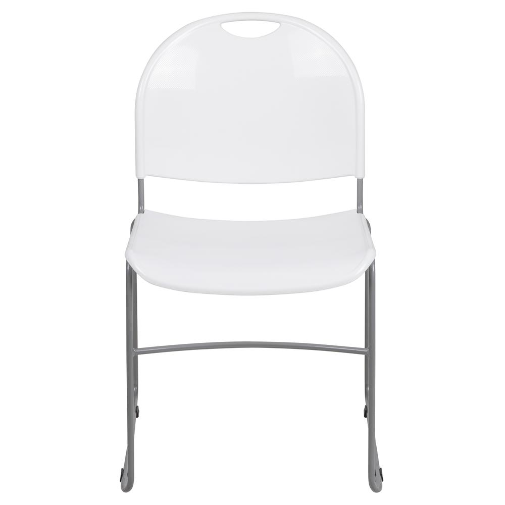 HERCULES Series 880 lb. Capacity White Ultra-Compact Stack Chair with Silver Powder Coated Frame. Picture 5