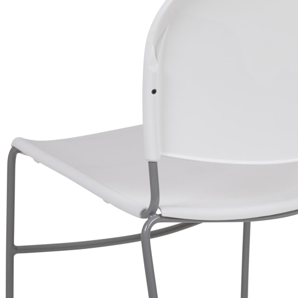 HERCULES Series 880 lb. Capacity White Ultra-Compact Stack Chair with Silver Powder Coated Frame. Picture 8