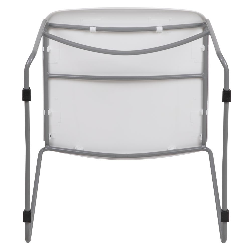 HERCULES Series 880 lb. Capacity White Ultra-Compact Stack Chair with Silver Powder Coated Frame. Picture 10