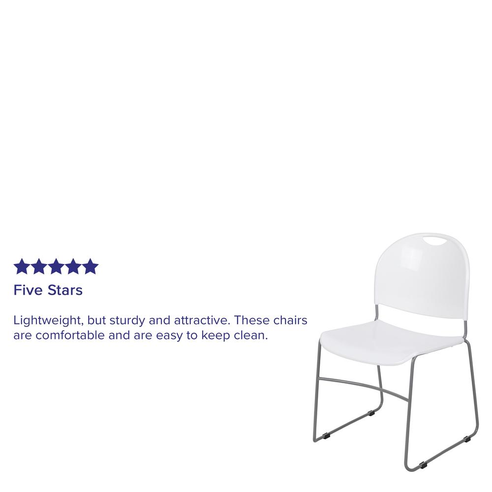 HERCULES Series 880 lb. Capacity White Ultra-Compact Stack Chair with Silver Powder Coated Frame. Picture 12
