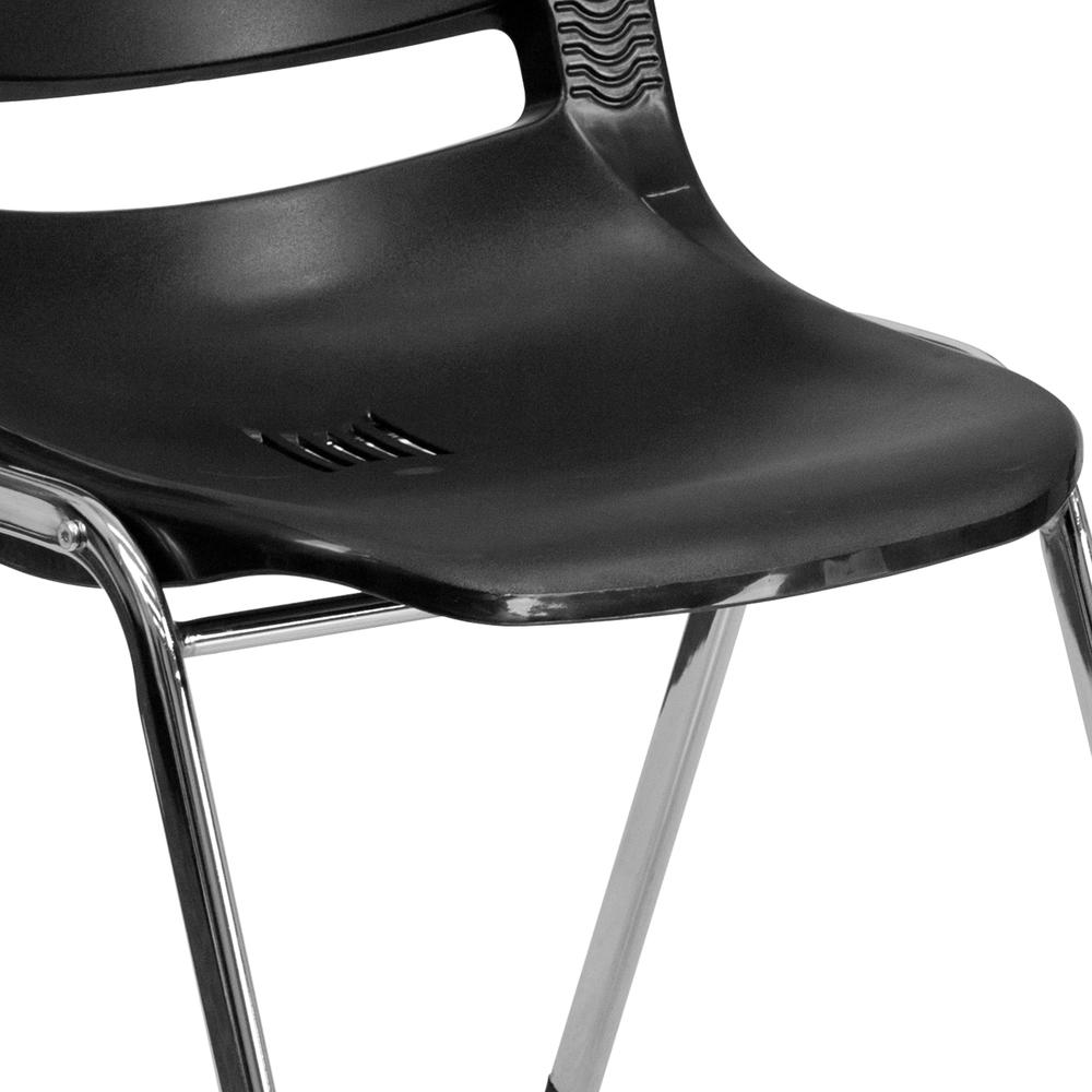 880 lb. Capacity Black Ergonomic Shell Stack Chair with Chrome Frame and 18'' Seat Height. Picture 6