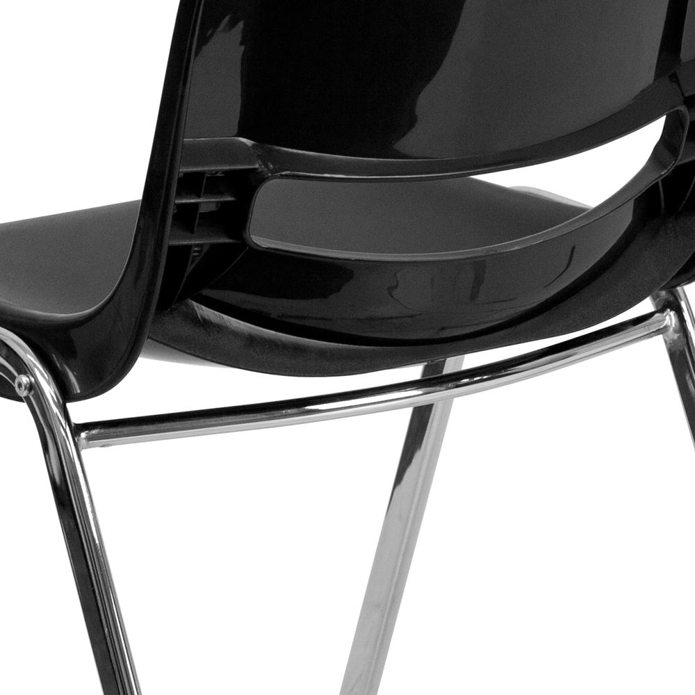 880 lb. Capacity Black Ergonomic Shell Stack Chair with Chrome Frame and 18'' Seat Height. Picture 7