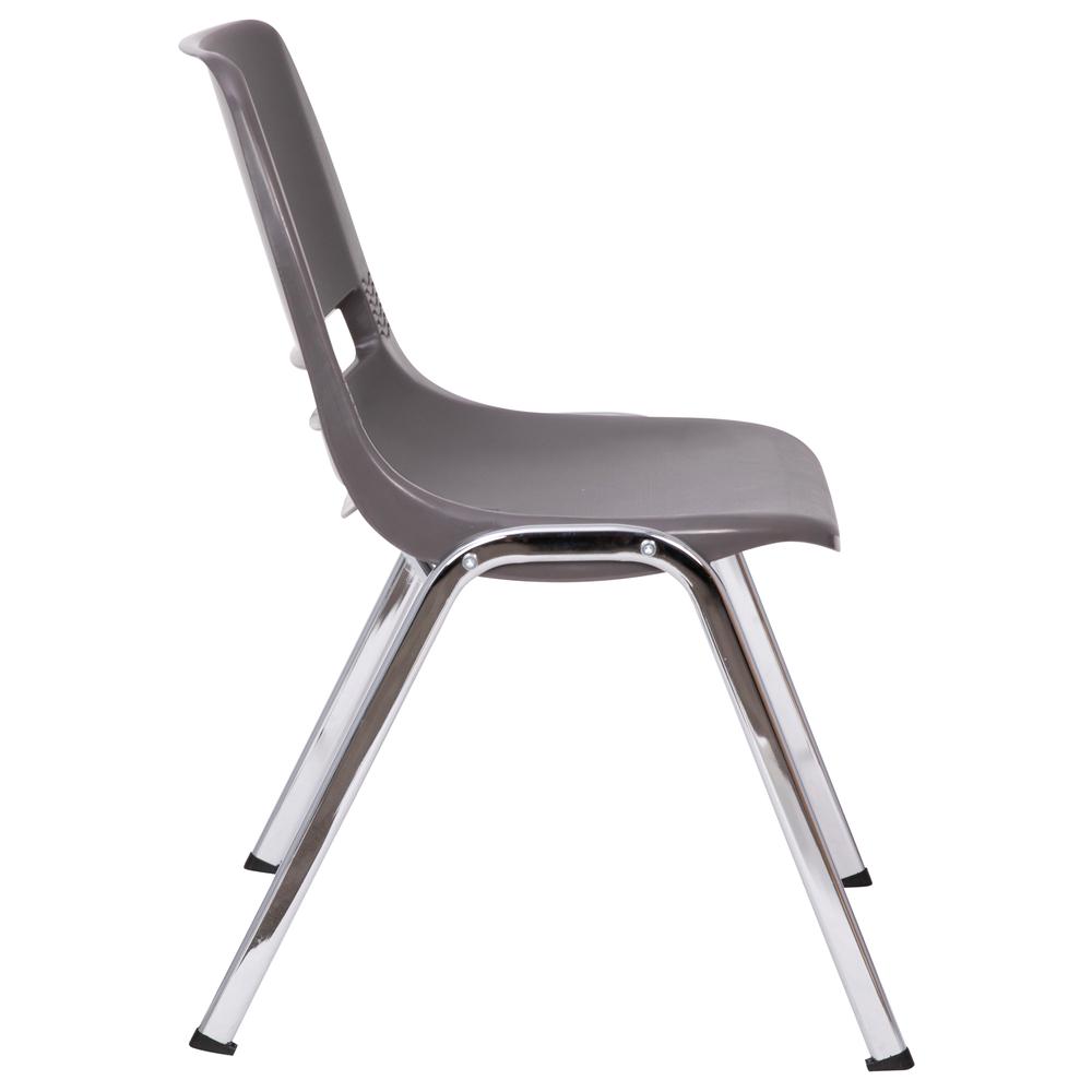 880 lb. Capacity Gray Shell Stack Chair with Chrome Frame and 18'' Seat Height. Picture 10