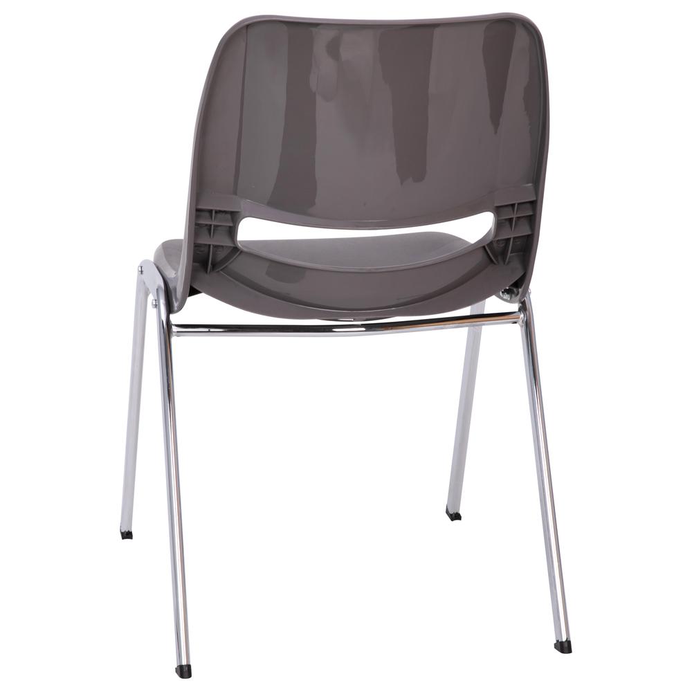 880 lb. Capacity Gray Shell Stack Chair with Chrome Frame and 18'' Seat Height. Picture 8