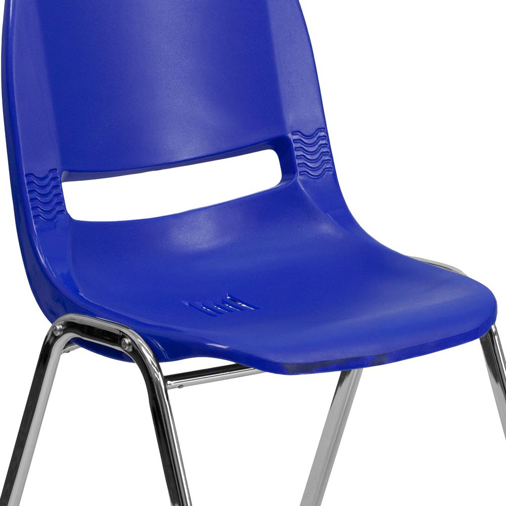 880 lb. Capacity Navy Ergonomic Shell Stack Chair with Chrome Frame and 18'' Seat Height. Picture 6