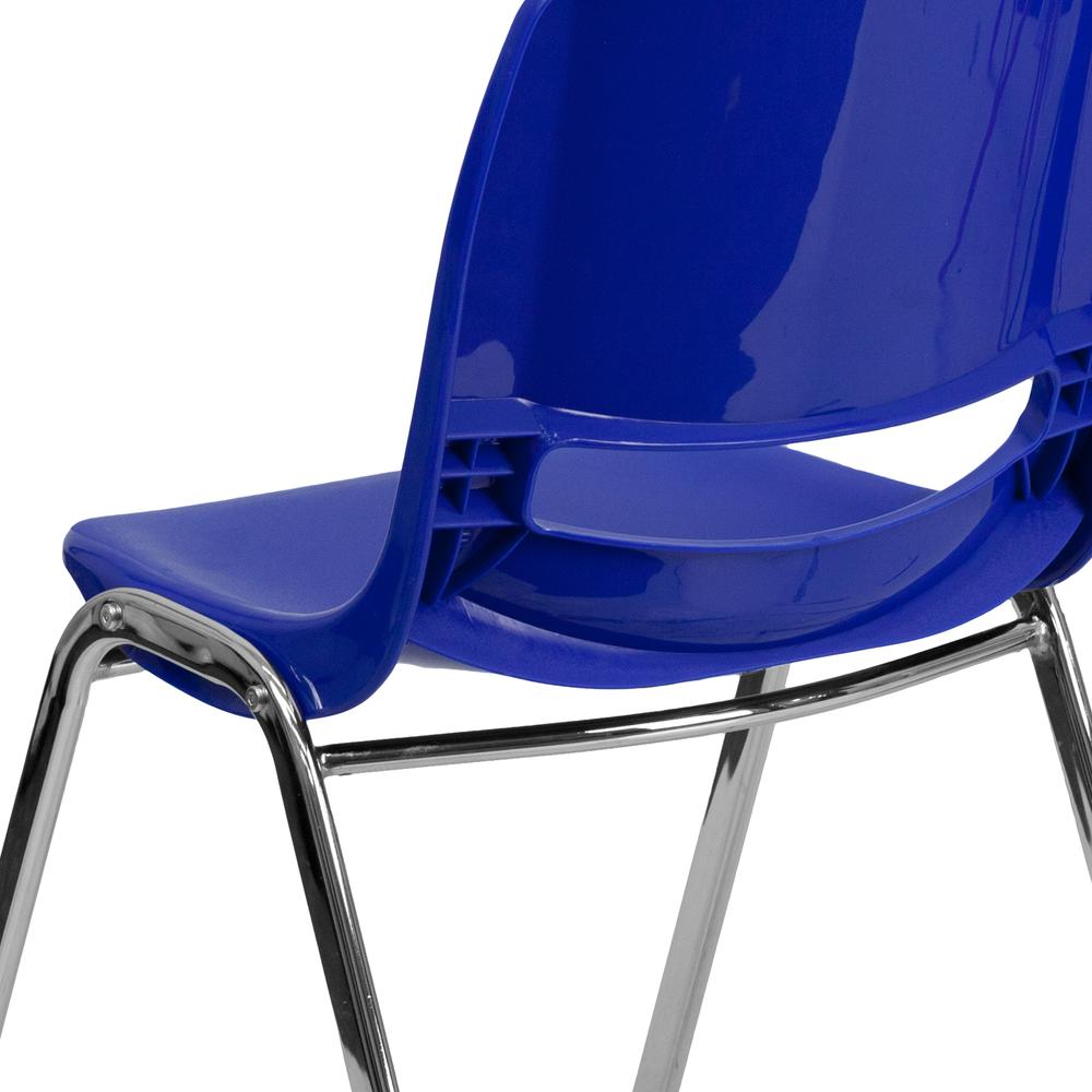 880 lb. Capacity Navy Ergonomic Shell Stack Chair with Chrome Frame and 18'' Seat Height. Picture 7