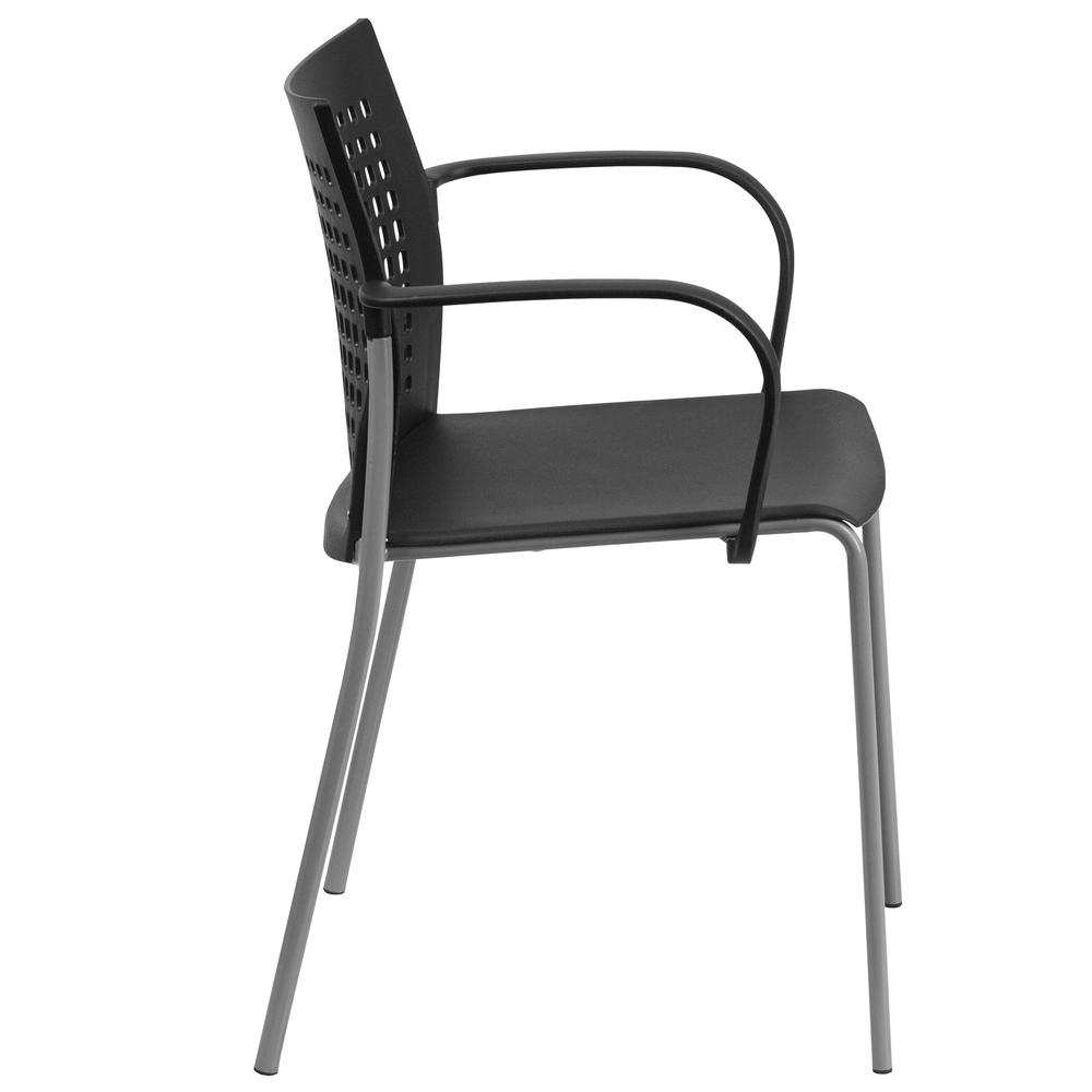 551 lb. Capacity Black Stack Chair with Air-Vent Back and Arms. Picture 2