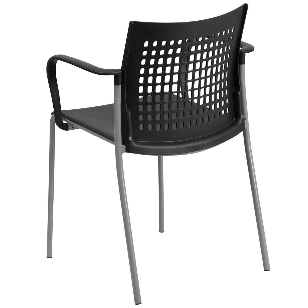 551 lb. Capacity Black Stack Chair with Air-Vent Back and Arms. Picture 3
