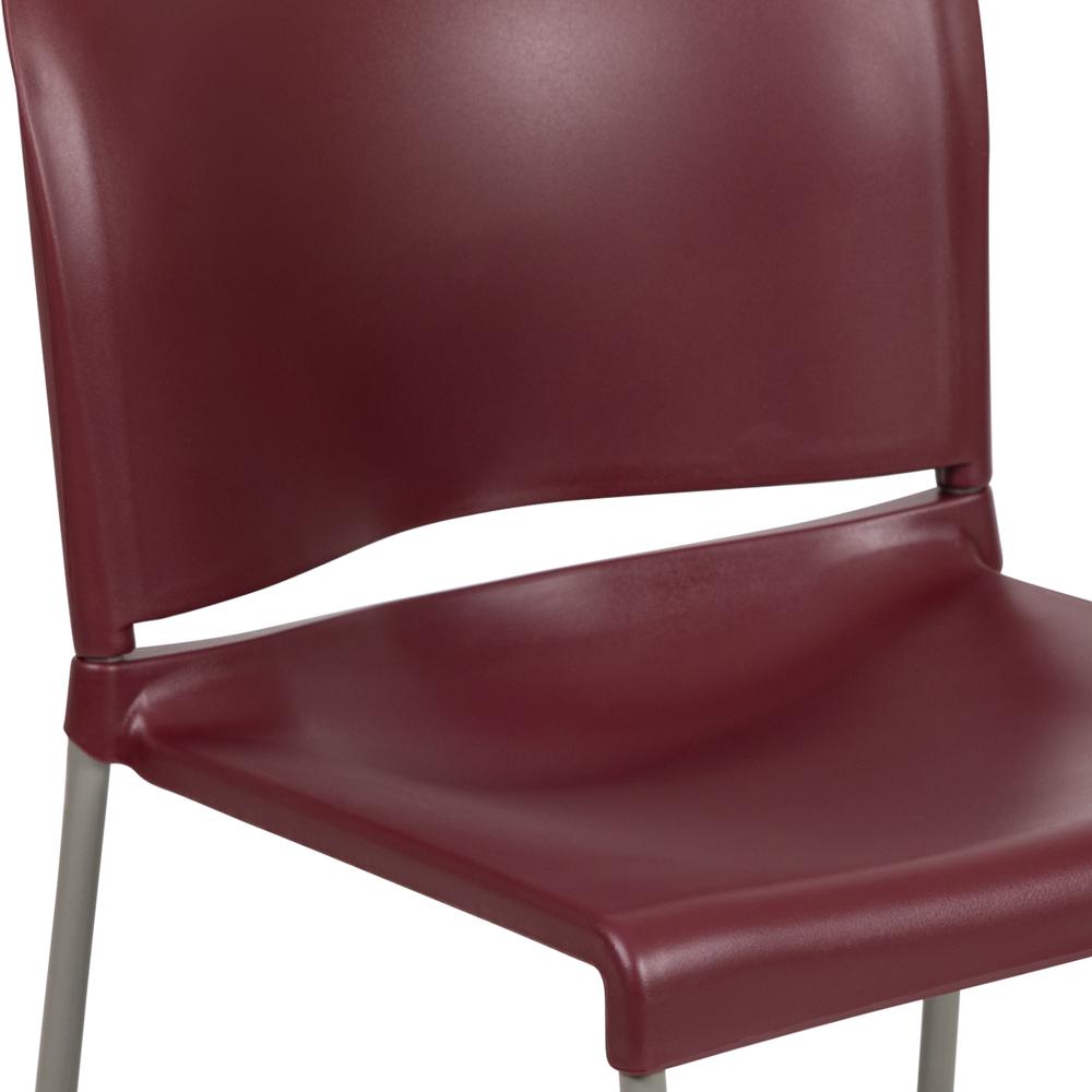 HERCULES Series 880 lb. Capacity Burgundy Full Back Contoured Stack Chair with Gray Powder Coated Sled Base. Picture 7