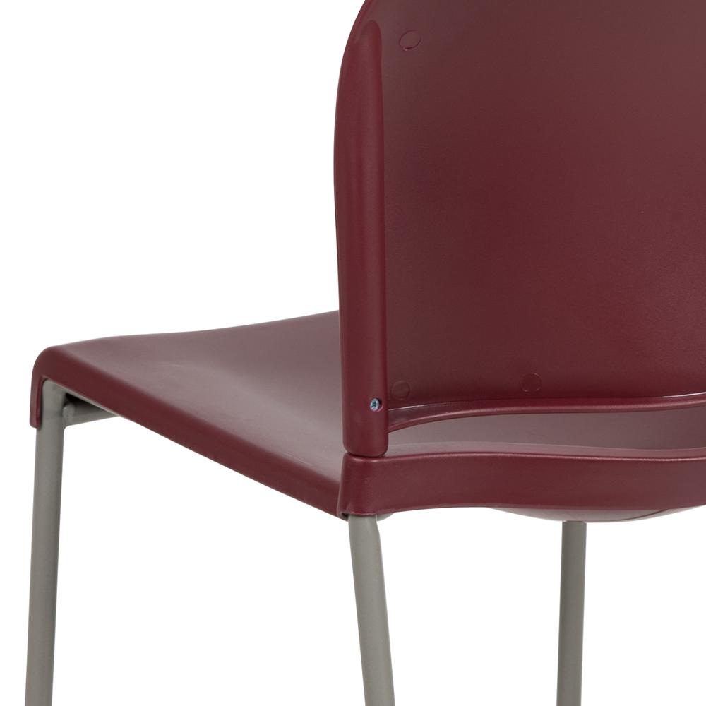 HERCULES Series 880 lb. Capacity Burgundy Full Back Contoured Stack Chair with Gray Powder Coated Sled Base. Picture 8