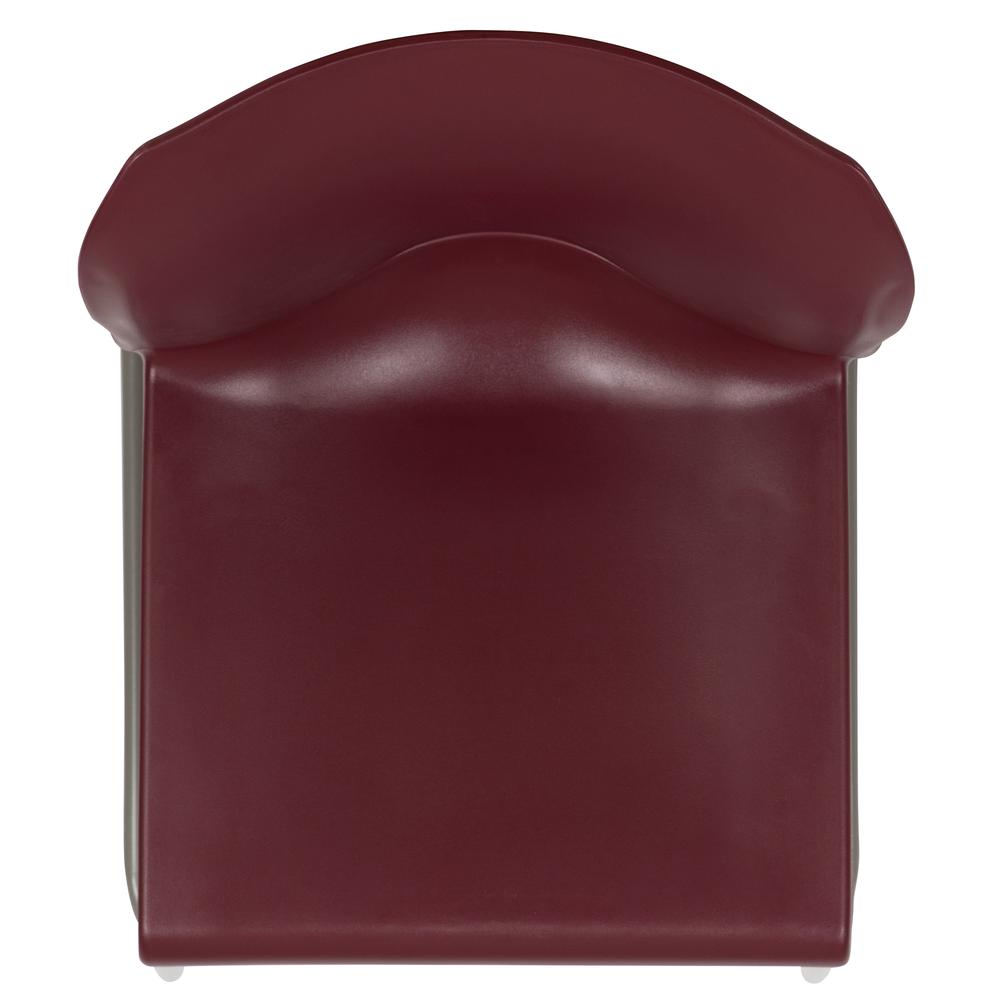 HERCULES Series 880 lb. Capacity Burgundy Full Back Contoured Stack Chair with Gray Powder Coated Sled Base. Picture 9