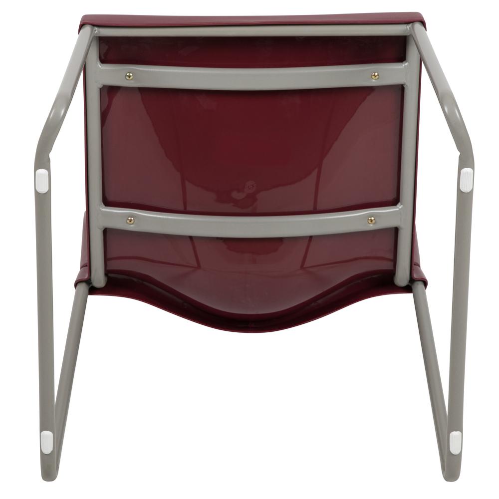 HERCULES Series 880 lb. Capacity Burgundy Full Back Contoured Stack Chair with Gray Powder Coated Sled Base. Picture 10