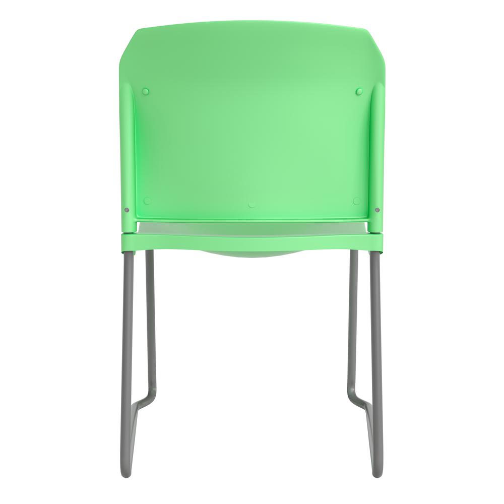 HERCULES Series 880 lb. Capacity Green Full Back Contoured Stack Chair with Gray Powder Coated Sled Base. Picture 8