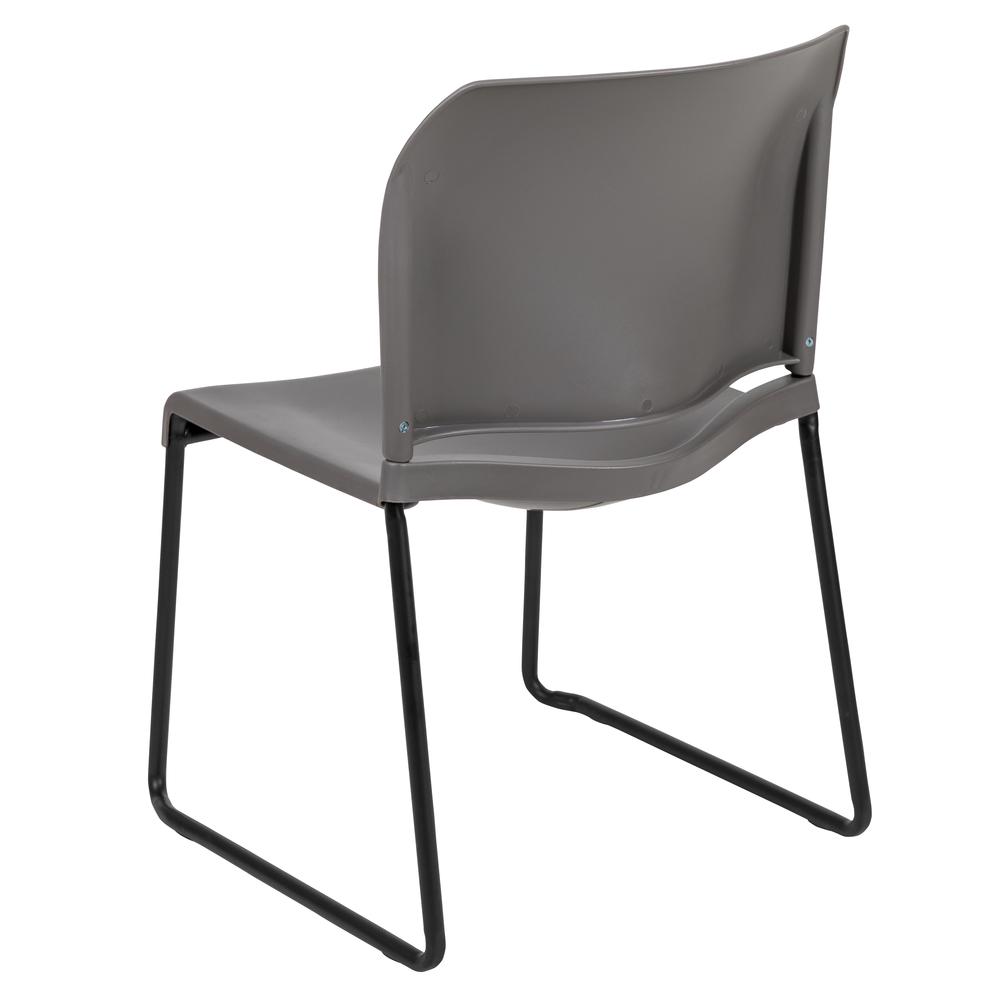 HERCULES Series 880 lb. Capacity Gray Full Back Contoured Stack Chair with Black Powder Coated Sled Base. Picture 4