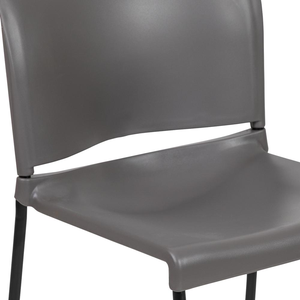 HERCULES Series 880 lb. Capacity Gray Full Back Contoured Stack Chair with Black Powder Coated Sled Base. Picture 7